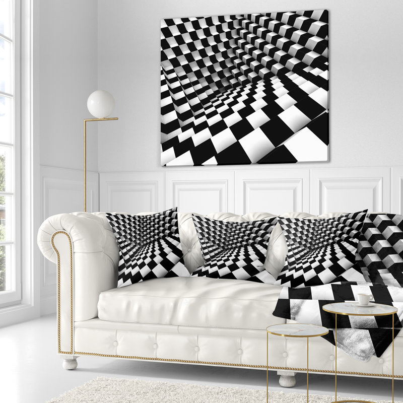 Motif optique noir et blanc - Coussin décoratif imprimé abstrait