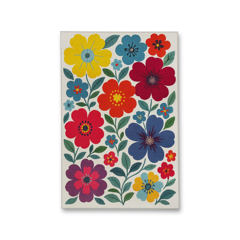 Tapis bleu tissé lavable rétro Mosso, 3'3" x 9'10"