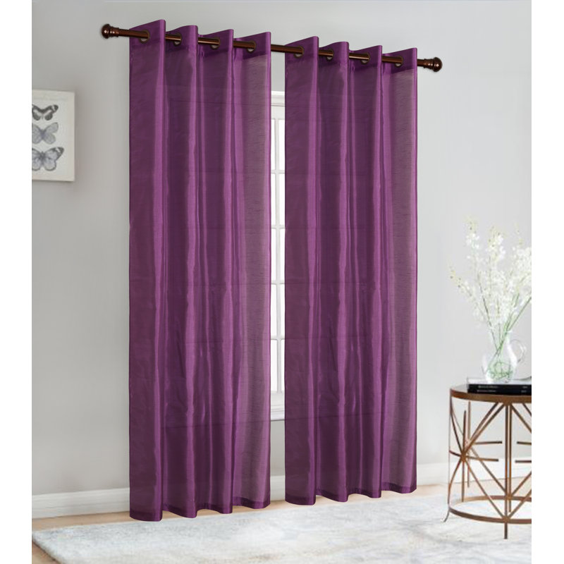Diredra Polyester Semi-Sheer Curtains (Set of 2), Purple