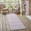 Tapis extérieur lavable antidérapant à rayures mauves et blanches 2 pi x 8 pi