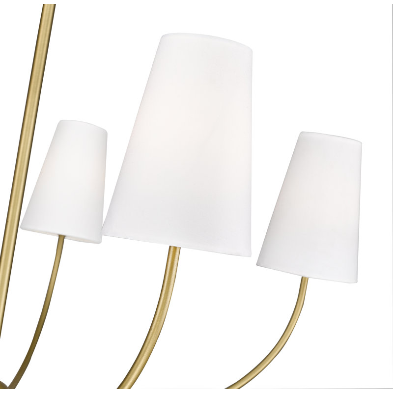 Lustre classique à 6 lumières avec abat-jour Caral, Laiton frotté, 5, H 16,5 po x l 32 po x P 32 po