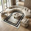 Tapis en cuir de vache gris à motif géométrique en cuir noir-1363712430