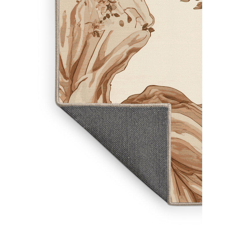 Tapis beige moelleux et moelleux à motif floral bohème, 4 x 6