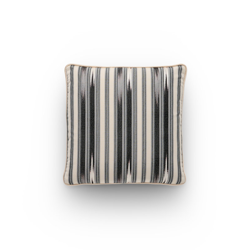 Kutnu Medium Ikat Pattern Pillow, Square 20"H x 20"W, Cream;Black