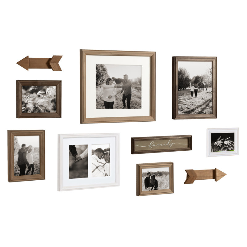 Ensemble de 8 cadres muraux en bois Hertz, Multicolore / Gris