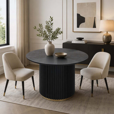 Round Pedestal Dining Table with High-Grade Wood, Perfect for Casual and Modern Dining Spaces, Seats up to 5 Guests Comfortably