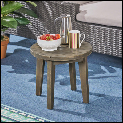 Outdoor Acacia Wood Side Table with Elegant Slat Panel Design