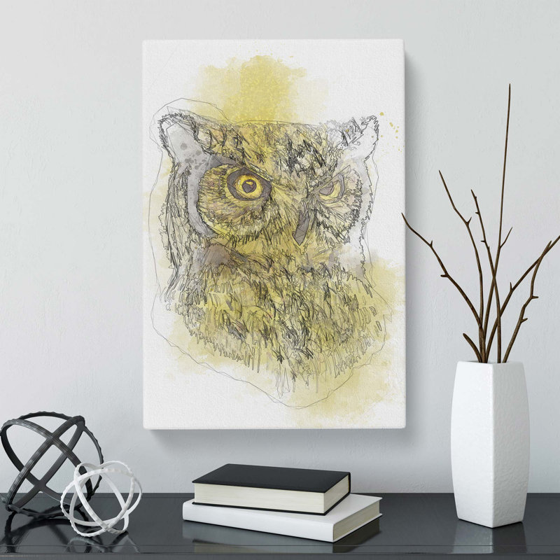 Sketch Of An Owl In Abstract - Wrapped Canvas, 91cm H x 60cm W x 3cm D