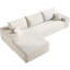 Canapé modulaire en nuage blanc avec méridienne en L de 107 po, revêtement en velours côtelé, sans assemblage pour profondeur de chambre à coucher, conception modulaire moderne, velours côtelé-546349734-546349733