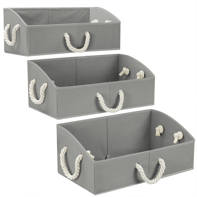 StorageWorks Closet Storage Bins, Trapezoid Storage Box for Shelves, Fabric  Closet Bins and Organizing Baskets, Small, 3-Pack, Mixing of Beige, White &  Ivory