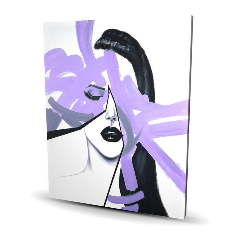 Portrait abstrait d'une femme mauve - art figuratif moderne sur toile