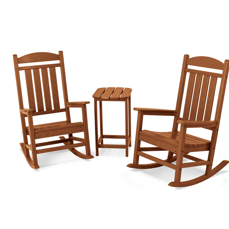 POLYWOOD Presidential Rocker 3-Piece Set, Teak