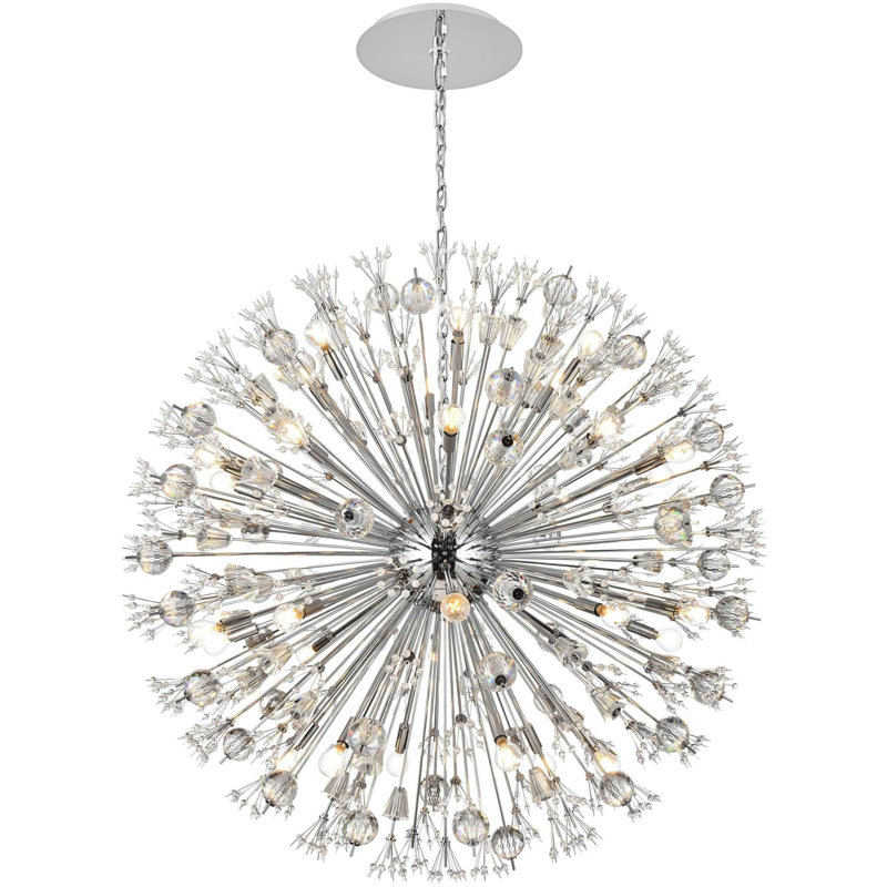 Étoile de cristal ronde Vera 44 po Hudspeth en or Vera, Chrome chrome