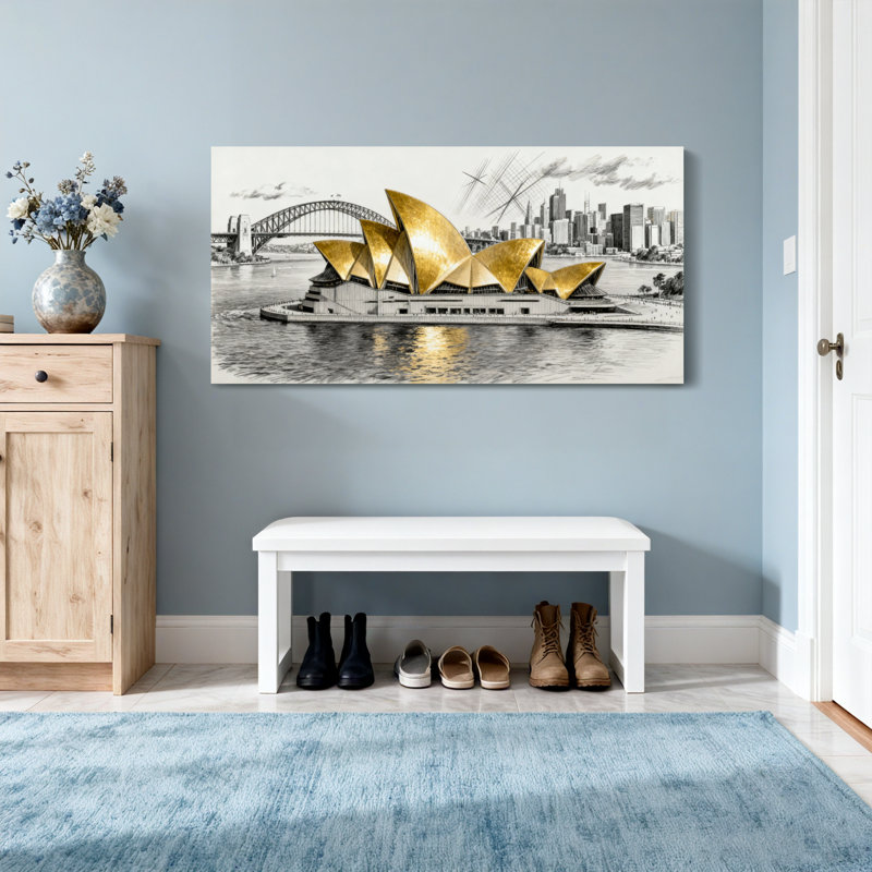 «Scenic & Cityscapes Golden Sydney Opera House», impression d'art urbain, H 16 po x l 32 po