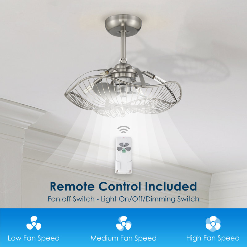 Auri 22'' Aged Brass 3-Blade Ceiling Fan with LED Light