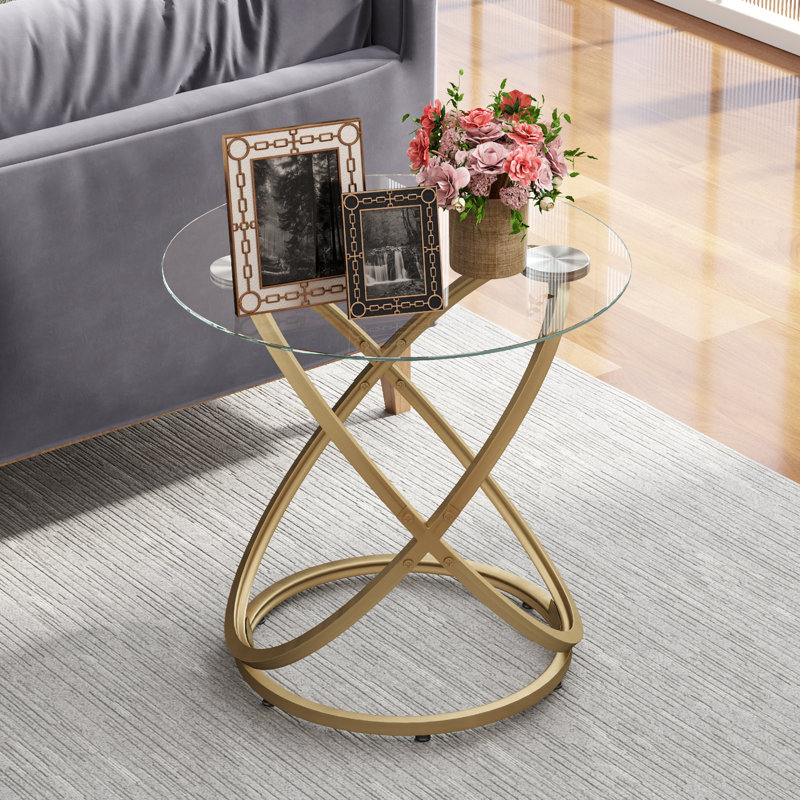 Rochdale Side Table, Clear/Gold