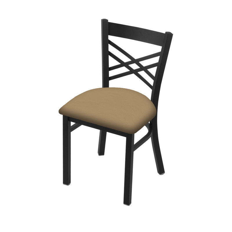 Catalina 18'' H Upholstered Metal Side Chair, Black Wrinkle, Vinyl-Canter Sand
