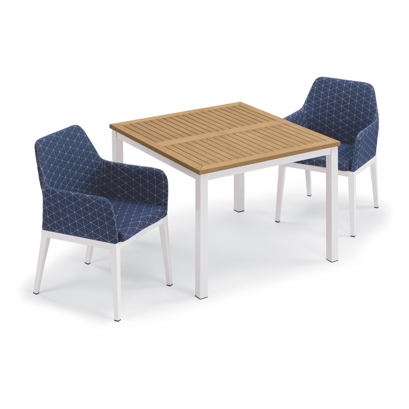Chaise de terrasse avec coussin Oland, Craie, Spectre indigo Sunbrella®