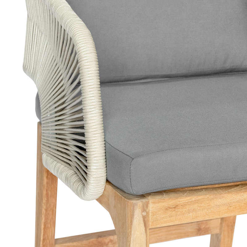 Amadora Outdoor Teak Bar Stool, Charcoal