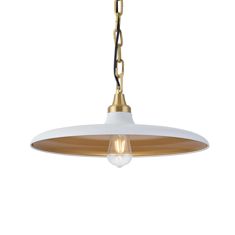 Modern 18 inch 1 light pendant with iron shade no bulb included, White