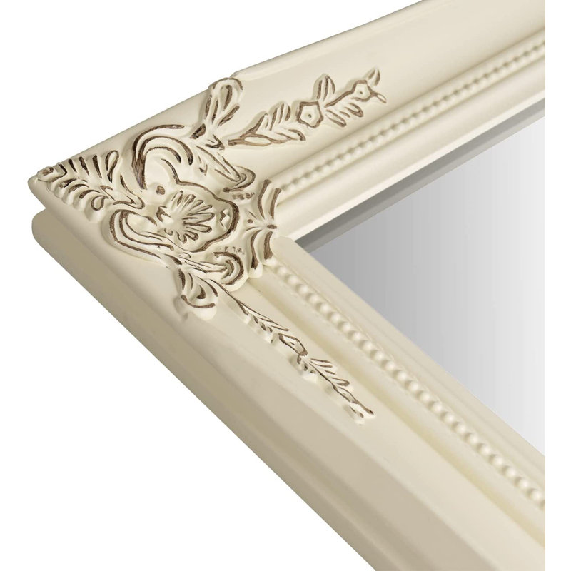 Colena Wood Flat Wall Mirror, White