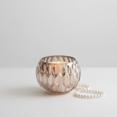 Oval Glass Tealight Candle Holders, Crystal Tea Light Holders for Tabletop Ambience