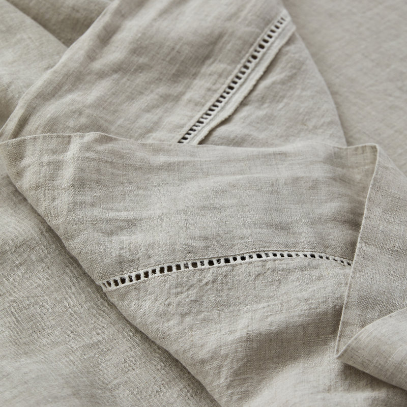 Linen Hollow Hemstitch Sheet Set, Queen Sheet Set, Linen