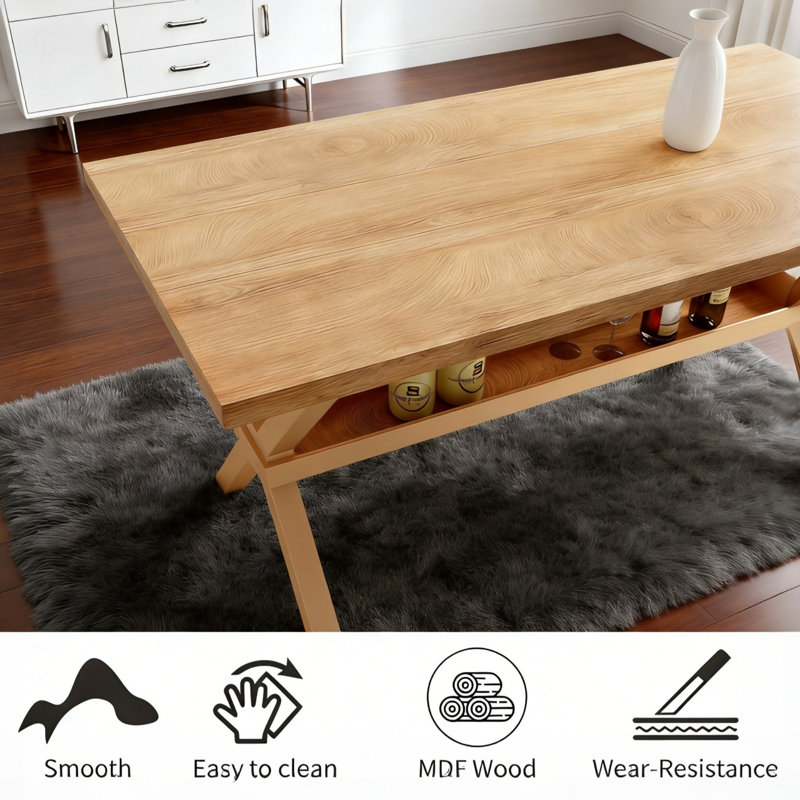 Kristofer Kitchen Dining Table Set, Rectangle Dining Table with Dining Bench(Table, 2 Benches), Cream