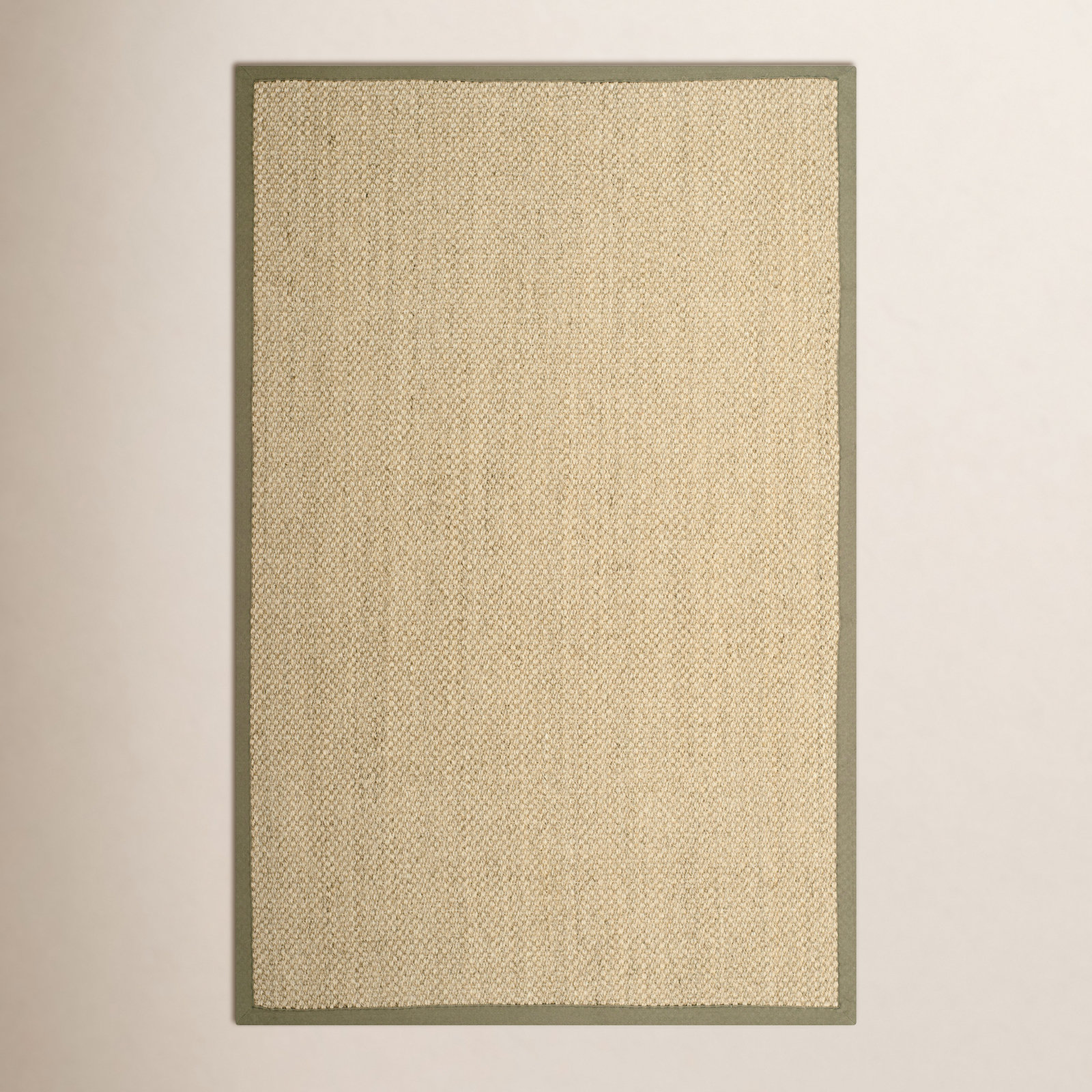 Beige Green Floral Jute Rug, Rectangle 6' x 9'