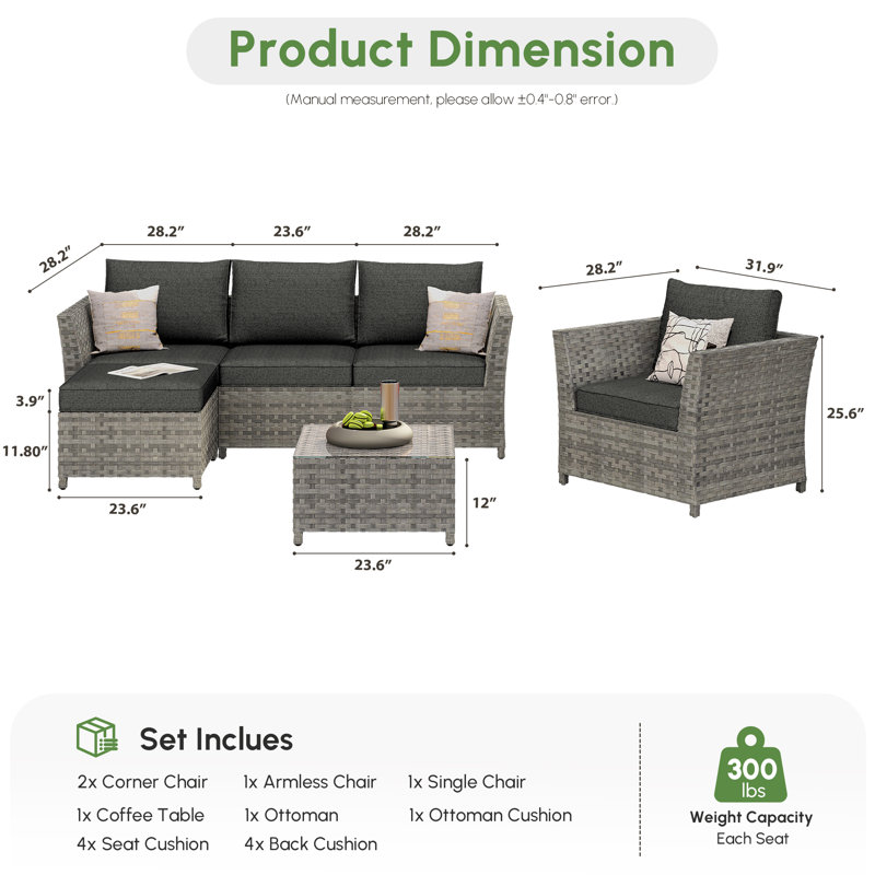 Ignatz 4 - Person Patio Conversation Set with Cushions, No, Black