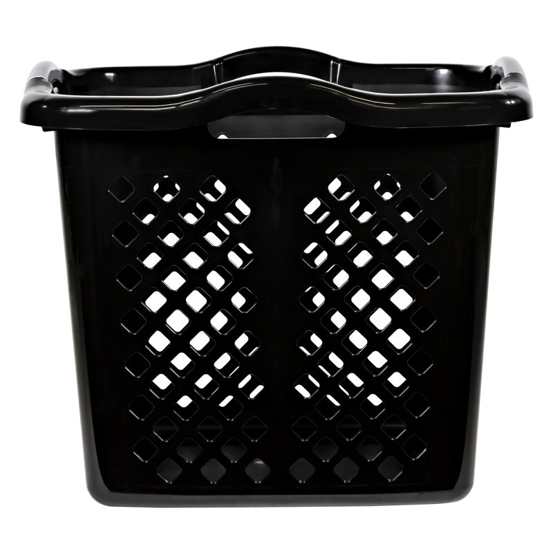 Plastic Laundry Hamper with Handles, Black