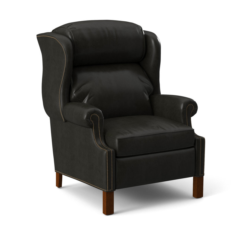 Chippendale Recliner, #9 Natural, Outsider Raven Genuine Leather, Plantation