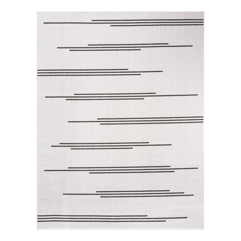 Tapis rayé intérieur / extérieur Leonardville, Rectangle 7 pi 10 po x 10 pi
