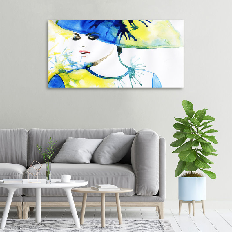 A Woman In A Hat - No Frame Print on Canvas, No Frame, 50cm H x 100cm W
