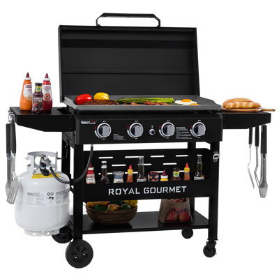 Royal Gourmet 4-Burner Gas Griddle with Hood,Black