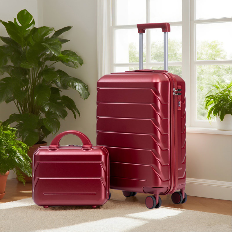 14 "/ 20" 2 pièces / ensemble dans un bagage à roulettes en ABS, avec serrure à combinaison, étui à cosmétiques 14 "