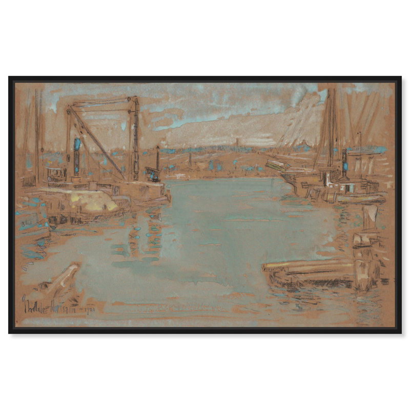 «North River Dock» par Coast Art, H 11 po x l 16 po, Cadre noir