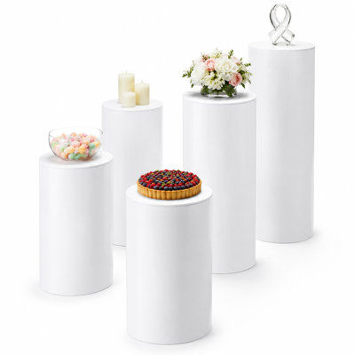 5pcs Large White PVC Cylinder Stands for Party Round Pedestal Stand