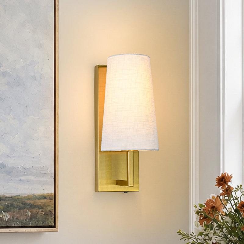 Applique murale moderne en tissu 1 lumière, Laiton