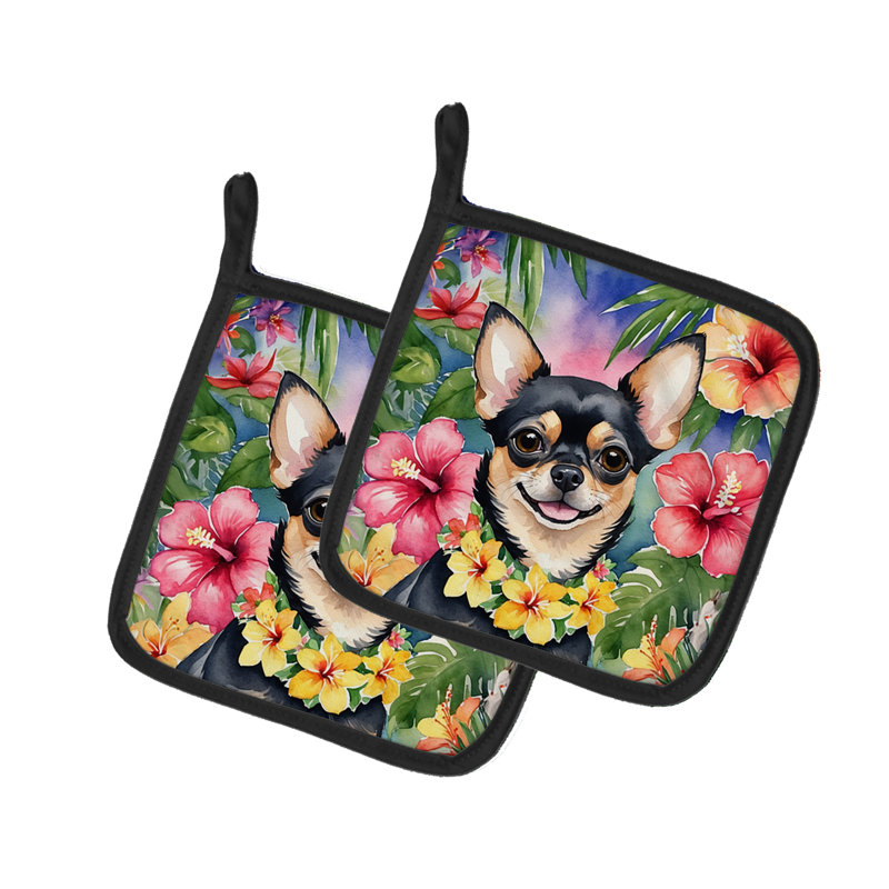 Caroline's Treasures Luau Party Floral Polyester Potholder Set