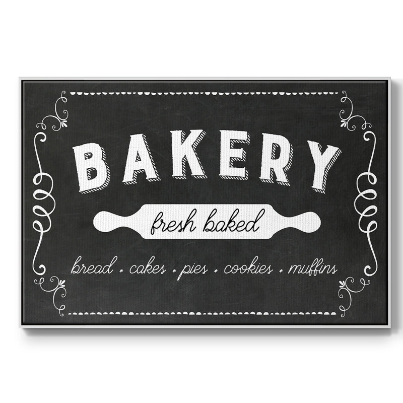 Bakery, reproduction d'art sur toile, Cadre flottant blanc, H 17 po x l 25 po x P 2 po