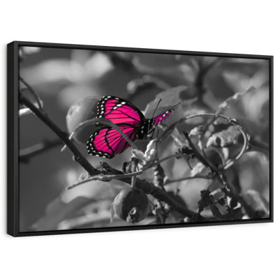 " Pink Monarch Butterfly Wall Art "