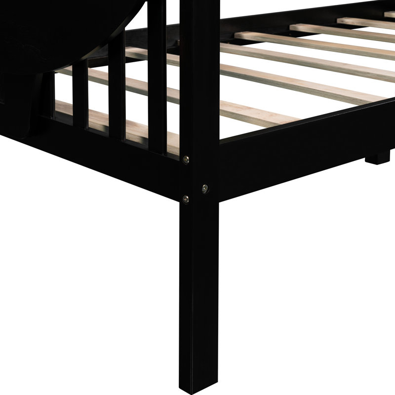 Lit de jour simple avec lattes en bois et rangement supplémentaire - Lit multifonctionnel pour la chambre à coucher