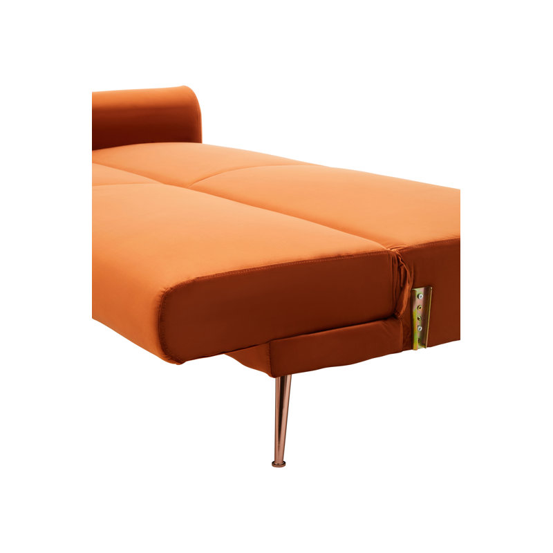 Doe 3 Seater Velvet Sofa Bed, Orange