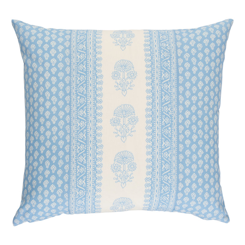 Schumacher X Mark D. Sikes Hyacinth I/O Pillow, 20" H x 20" W, Single, Blue Geometric