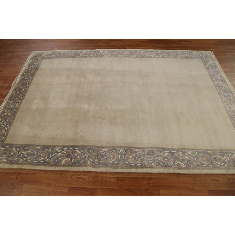 Tapis unique beige / ivoire noué à la main nouvel âge 5 pi 4 po x 8 pi 0 po