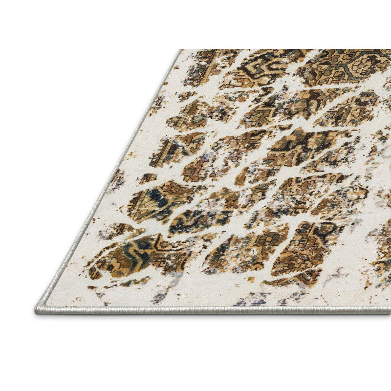 Tapis jaune vert en laine Power Loom, Rectangle 3 pi x 5 pi