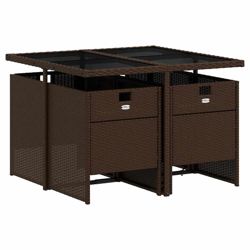Patio Dining Set with, Cream White, Brown