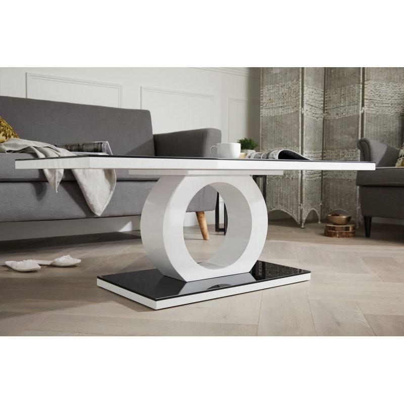 Scottsmoor Unique Halo High Gloss Coffee Table - Modern Design Living Room Table, Black