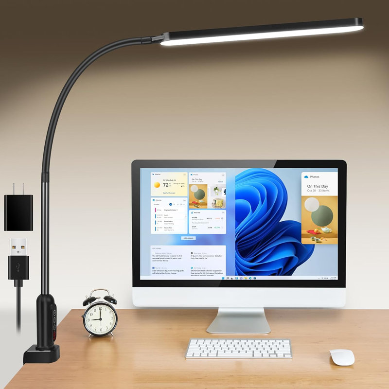 Lampe de bureau à DEL avec pince, lumière de bureau super brillante avec 11 lumières
